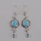 925 Sterling Silver Pendant Set Made with Larimar Gemstone