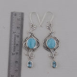 925 Sterling Silver Pendant Set Made with Larimar Gemstone