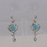 925 Sterling Silver Pendant Set Made with Larimar Gemstone