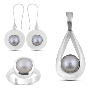 Natural Pearl Jewelry Set 925 Sterling Silver