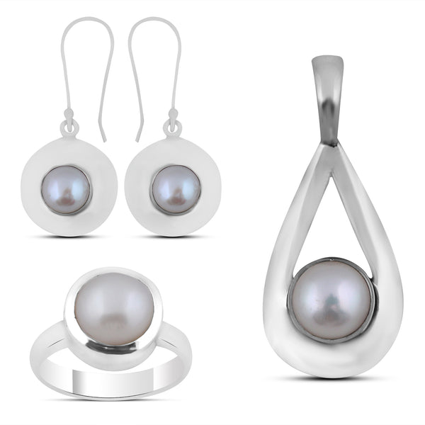 Natural Pearl Jewelry Set 925 Sterling Silver
