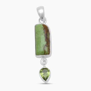Gaspeite & Peridot Silver Pendants