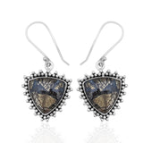 Pyrite With Chalcedony Silver Earring