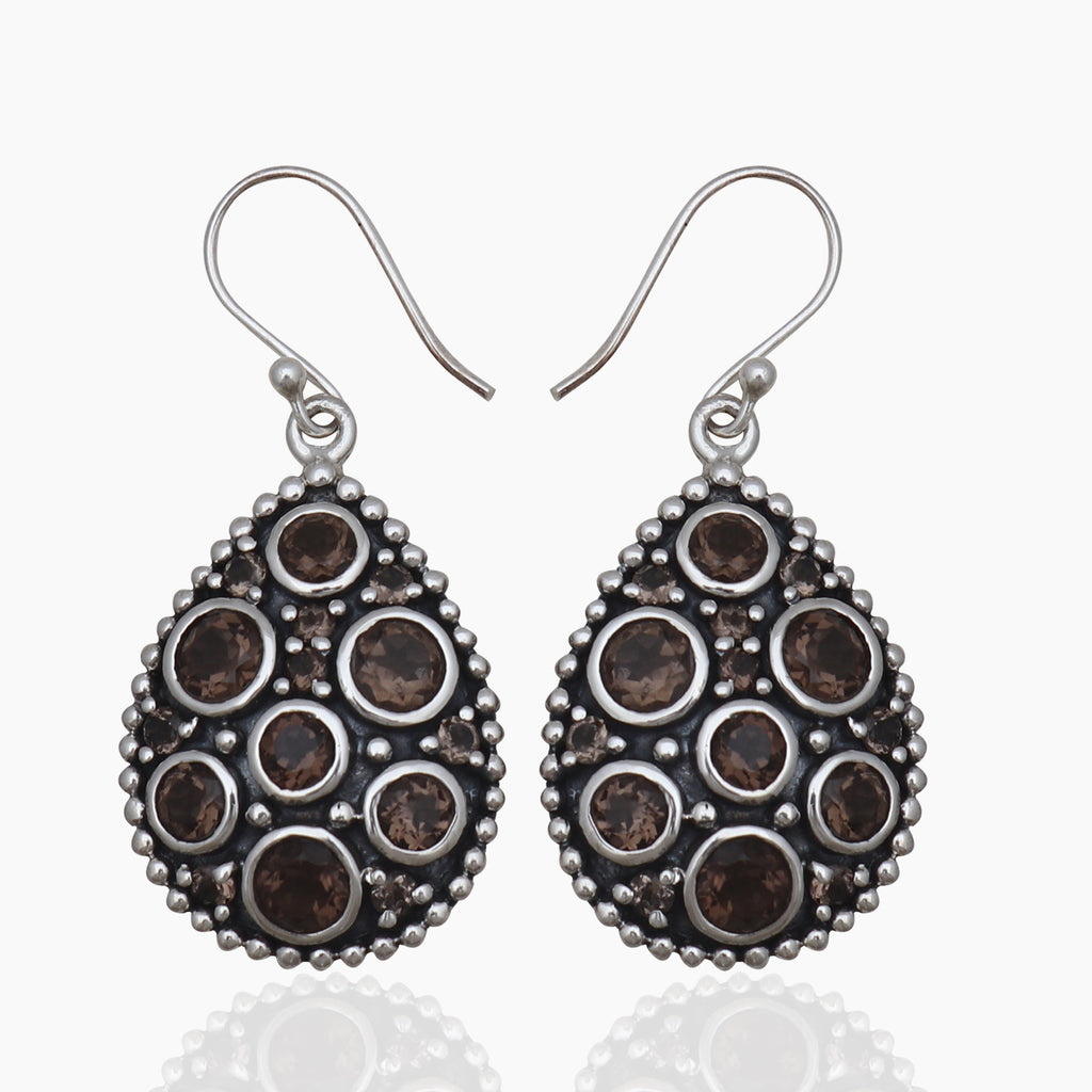 Smoky Quartz Silver Earrings