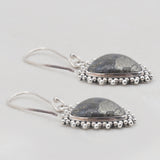 Pyrite With Chalcedony Silver Earring