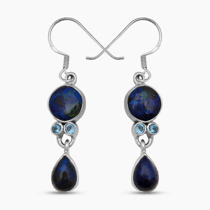 925 Sterling Silver Azurite Malachite Earring