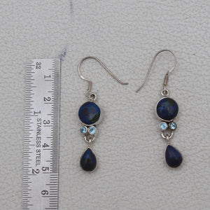 925 Sterling Silver Azurite Malachite Earring