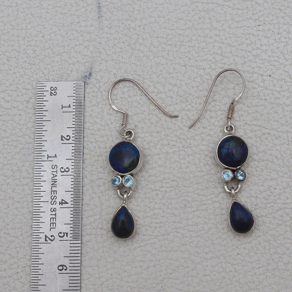 925 Sterling Silver Azurite Malachite Earring
