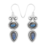 Natural Larimar Silver Earrings