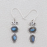 Natural Larimar Silver Earrings