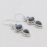 Natural Larimar Silver Earrings