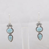 Natural Larimar Silver Earrings