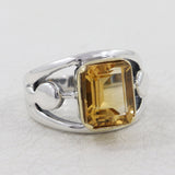 Emerald-Cut Citrine  Engagement Ring