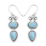 Natural Larimar Silver Earrings