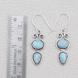 Natural Larimar Silver Earrings