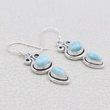 Natural Larimar Silver Earrings