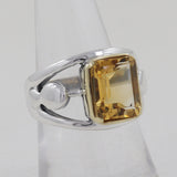 Emerald-Cut Citrine  Engagement Ring