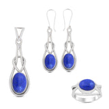 925 Sterling Silver Pendant Set Made with Lapis Lazuli Gemstone