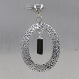 Natural Black Tourmaline Silver Pendant