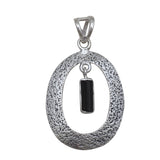 Natural Black Tourmaline Silver Pendant