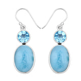 Larimar & Blue Topaz Silver Earrings