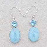 Larimar & Blue Topaz Silver Earrings