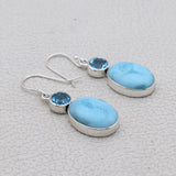 Larimar & Blue Topaz Silver Earrings