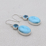 Larimar & Blue Topaz Silver Earrings