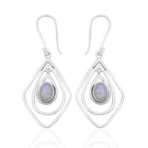 Rainbow Moonstone Silver Earring