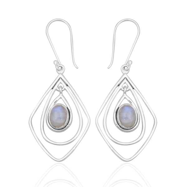Rainbow Moonstone Silver Earring