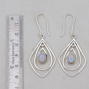 Rainbow Moonstone Silver Earring