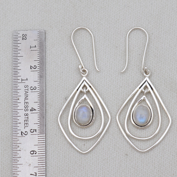 Rainbow Moonstone Silver Earring