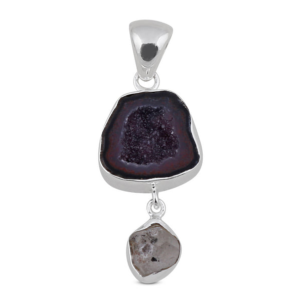 Coconut Druzy Jewelry Set 925 Sterling Silver