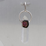 Natural Crystal & Watermelon Tourmaline Pendant