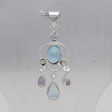 Natural Blue Topaz & Amethyst Gemstone Jewelry Set