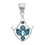 925 Sterling Silver Blue Topaz Pendant