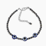 Natural Gun Metal & Evil Eye Beads Bracelet