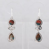 Rainbow Moonstone + Blue Topaz Silver Earrings