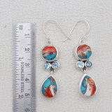 Rainbow Moonstone Silver Earrings