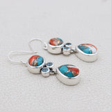 Rainbow Moonstone Silver Earrings