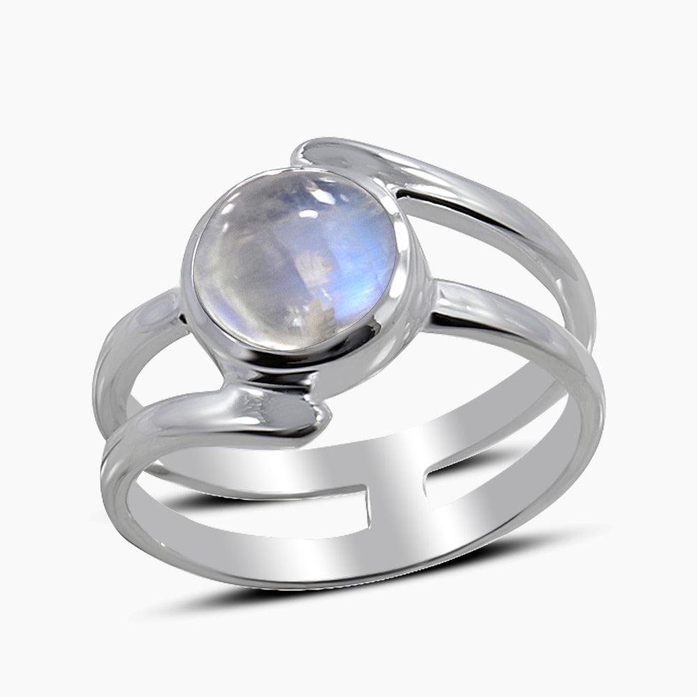 Rainbow Moonstone Silver Rings
