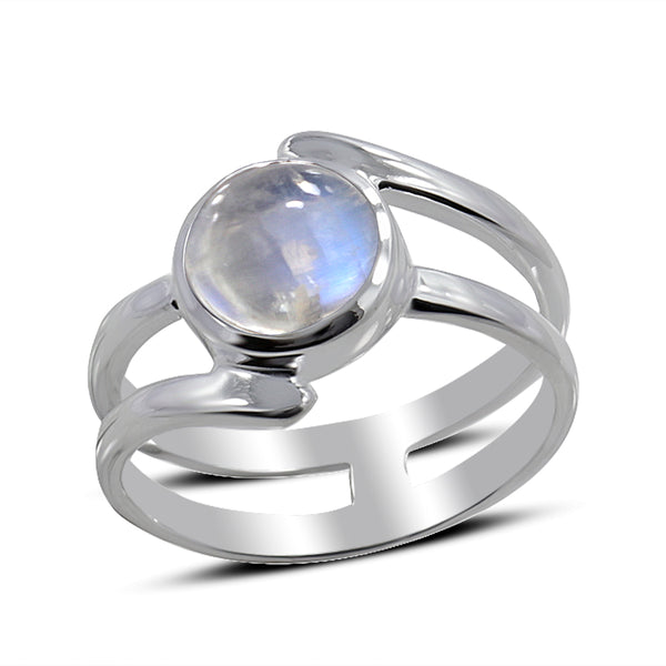 Rainbow Moonstone Silver Rings