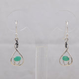 Emerald Silver Earrings