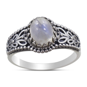 Rainbow Moonstone Silver Rings