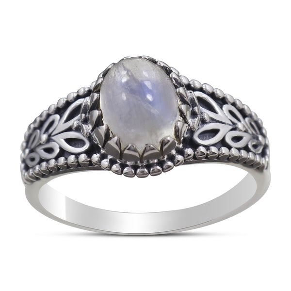 Rainbow Moonstone Silver Rings