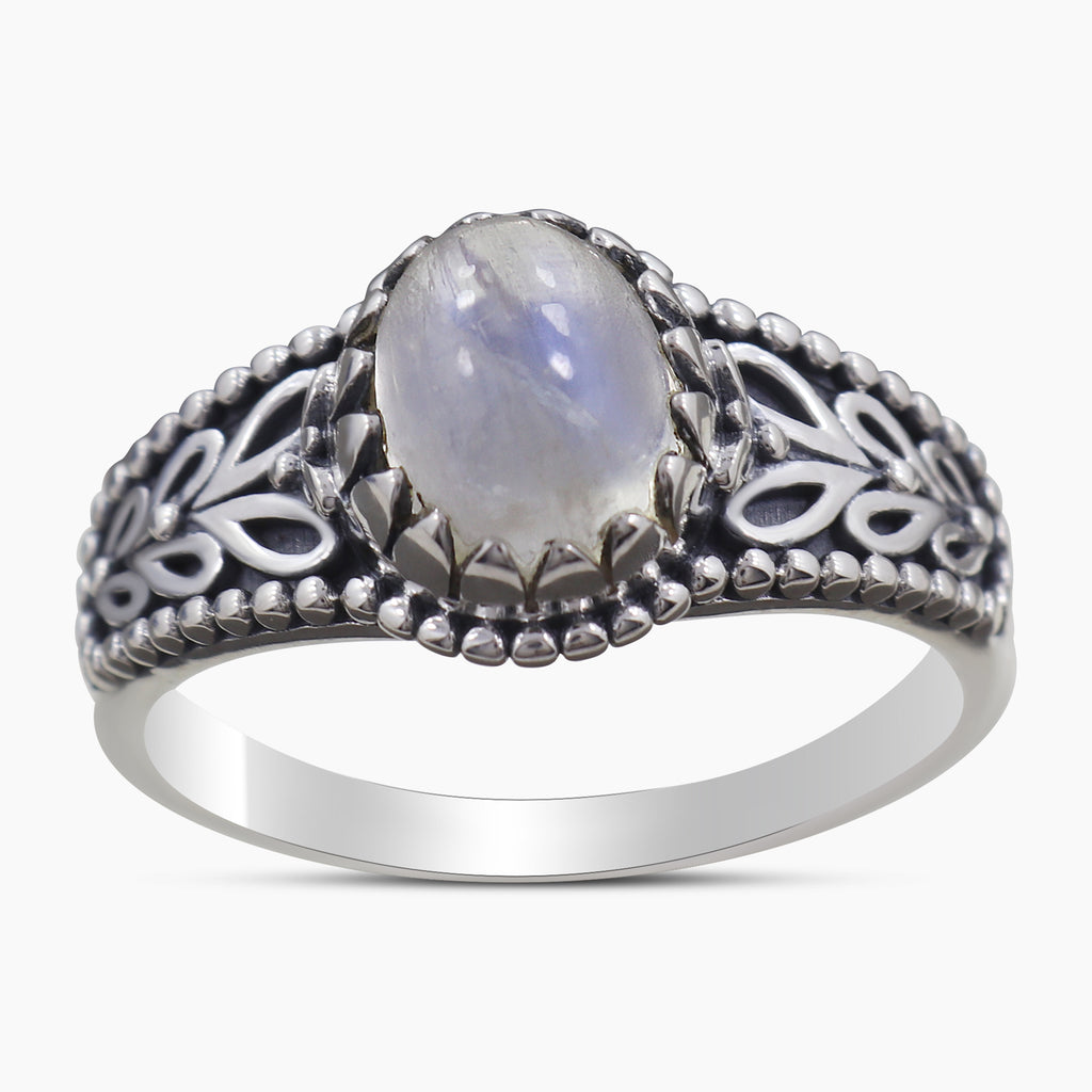 Rainbow Moonstone Silver Rings