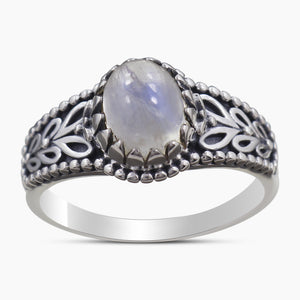 Rainbow Moonstone Silver Rings