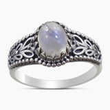 Rainbow Moonstone Silver Rings