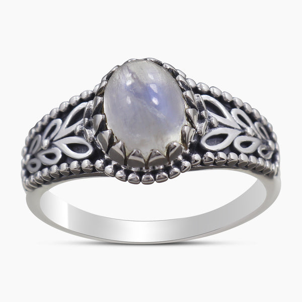 Rainbow Moonstone Silver Rings