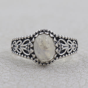 Rainbow Moonstone Silver Rings